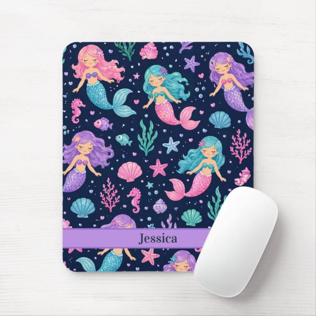 Cute Mermaid Pattern Mouse Mat (With Mouse)