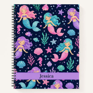 Cute Mermaid Pattern Notebook