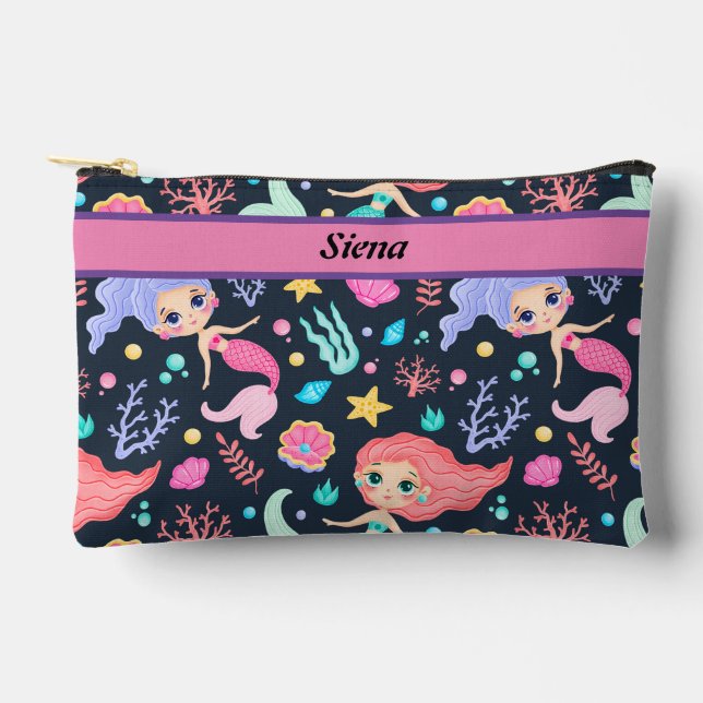 Cute Mermaid Pattern Pencil and Toiletry  Accessory Pouch (Front)