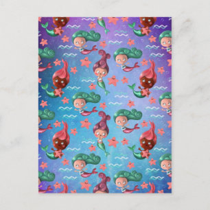 Cute Mermaid Pattern Postcard