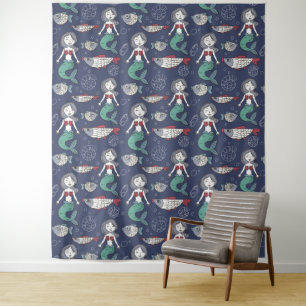 Cute Mermaid Pattern tapestries