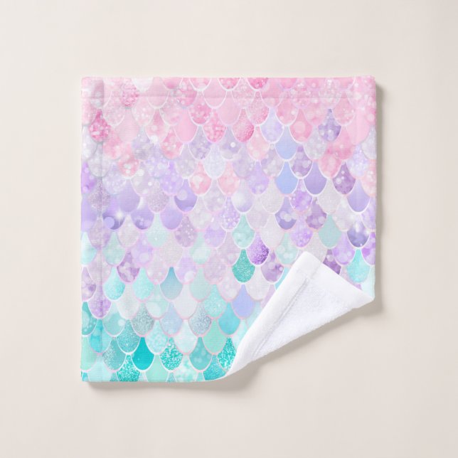 Cute Mermaid Pattern Towels and Wash Cloth for her (Wash Cloth)