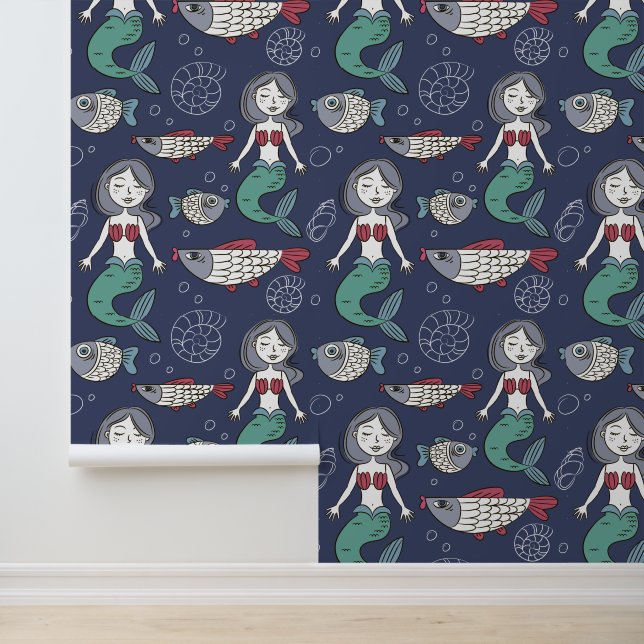 Cute Mermaid Pattern Wallpaper (Application)