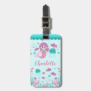 Cute Mermaid Personalised Girl Luggage Tag