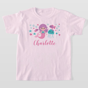 Cute Mermaid Personalised Girl T-Shirt
