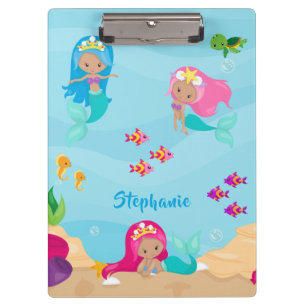 Cute Mermaid Personalised Girly Under the Sea Clipboard