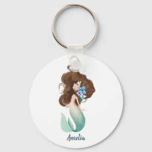 Cute Mermaid Personalised  Key Ring