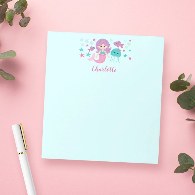 Cute Mermaid Personalised Kids Notepad (Creator Uploaded)