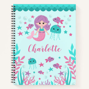 Cute Mermaid Personalised Notebook