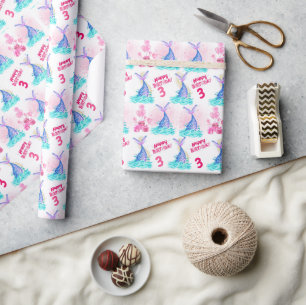 Cute Mermaid Personalized Birthday Wrapping Paper