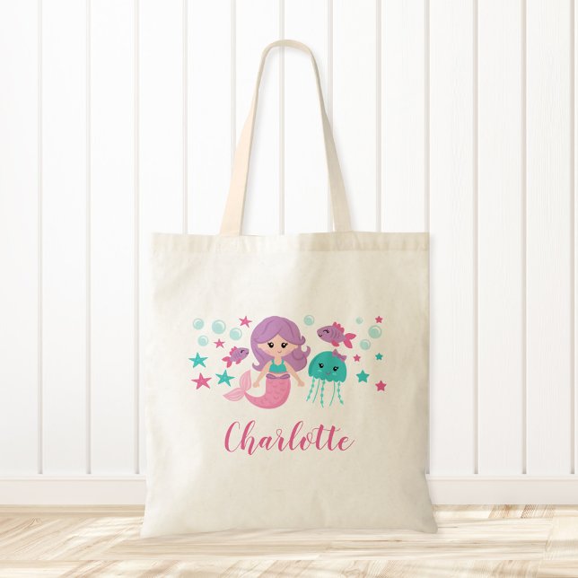 Cute Mermaid Personalized Tote Bag (Creator Uploaded)
