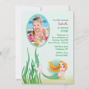 Cute Mermaid Photo Invitation