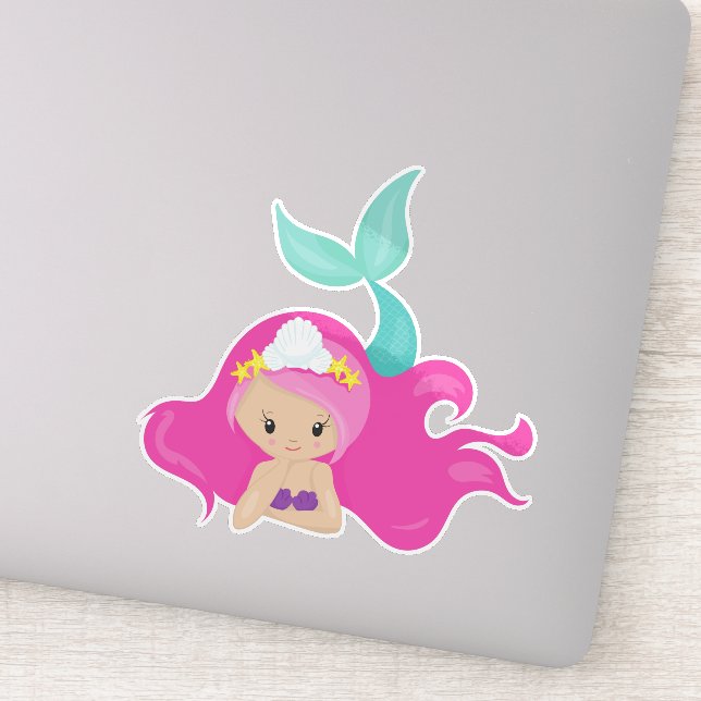 Cute Mermaid, Pink Hair, Little Mermaid, Starfish (Detail)