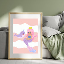 Cute Mermaid Pink Nursery Kids