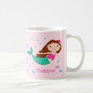 Cute Mermaid Pink Personalised Coffee Mug