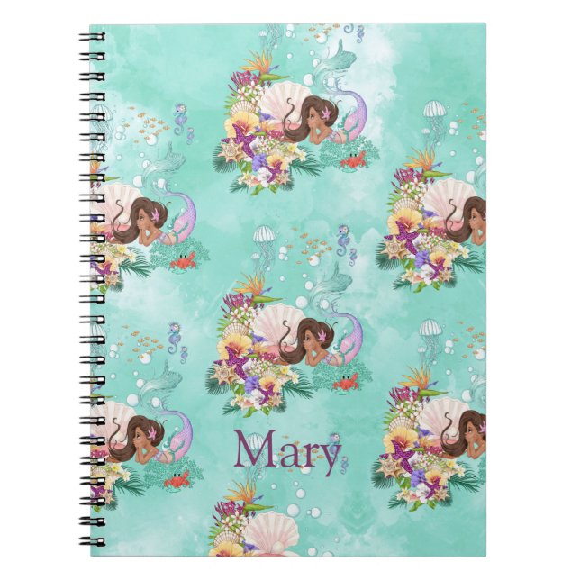 Cute Mermaid Pink Under The Sea Fish  Notebook (Front)