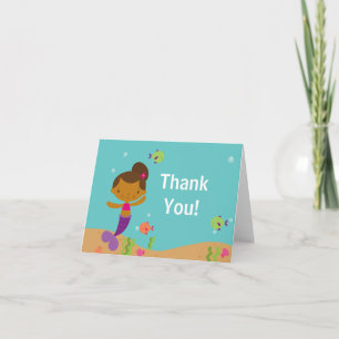 Cute Mermaid Pool Party Thank You Note Card