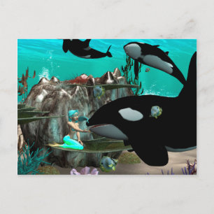 Cute mermaid postcard