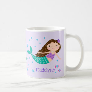 Cute Mermaid Purple Personalised Coffee Mug