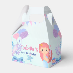 Cute Mermaid Rainbow Watercolor Birthday party Favour Box