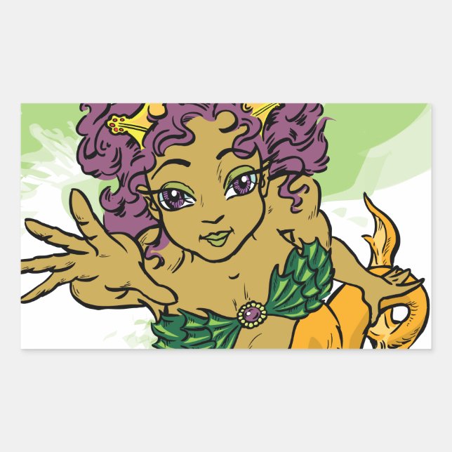 Cute Mermaid Rectangular Sticker (Front)
