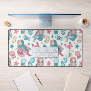 Cute Mermaid & Sea Friends Desk Mat