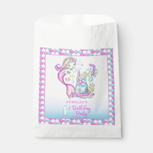 Cute Mermaid   Sea Girl's 1st Birthday Party Favour Bags
