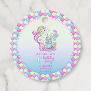 Cute Mermaid   Sea Girl's 1st Birthday Party Favour Tags