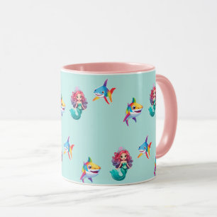 Cute Mermaid shark rainbow colourful birthday part Mug