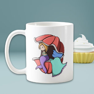 Cute Mermaid Shell Personalised Coffee Mug