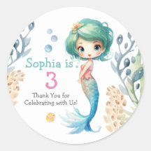 Cute Mermaid Stickers/Labels. Editable.