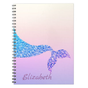 Cute Mermaid Tail,Ombre - Personalised Notebook