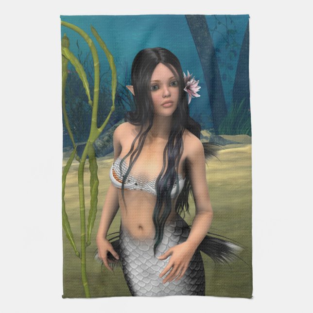 Cute Mermaid Tea Towel (Vertical)