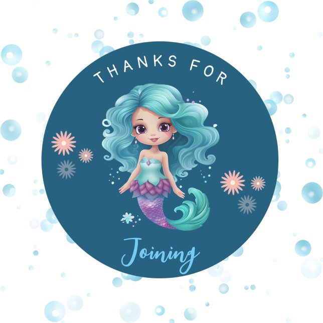 Cute mermaid thanks  classic round sticker (Creator Uploaded)