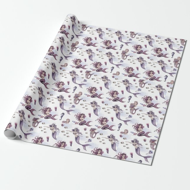 Cute Mermaid theme Wrapping Paper  (Unrolled)