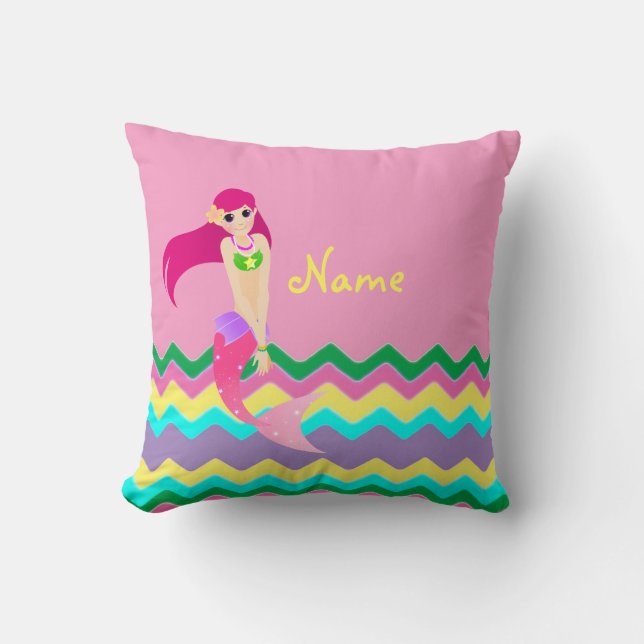 Cute Mermaid Throw Pillow 16" x 16" (Front)