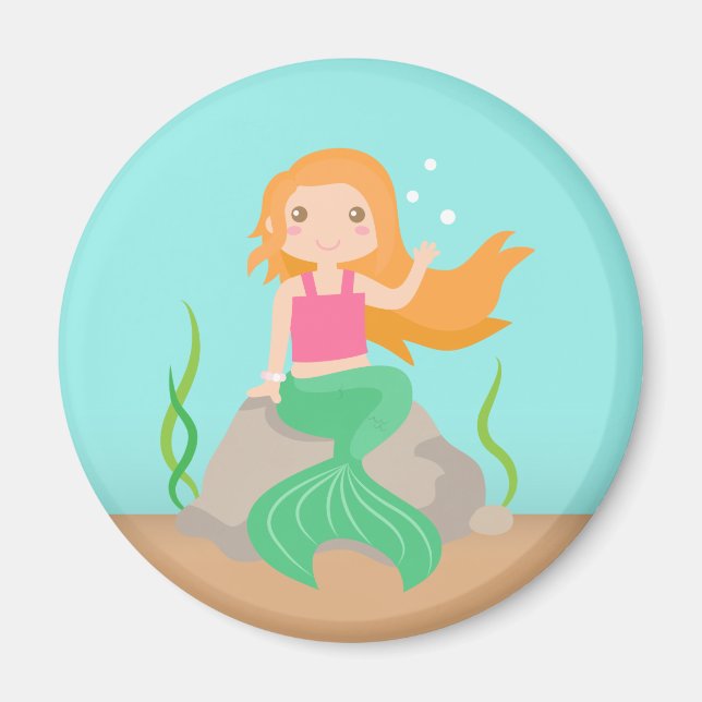 Cute Mermaid under the sea, for Girls Magnet (Front)