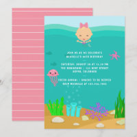 Cute Mermaid Under the Sea Girl Birthday Party