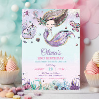 Cute Mermaid Under the Sea Narwhal Purple Birthday