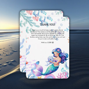 Cute Mermaid Under the Sea Watercolor Baby Shower Thank You Card