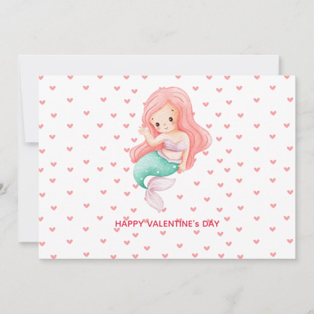 Cute Mermaid Valentine's Day Holiday Card (Front)