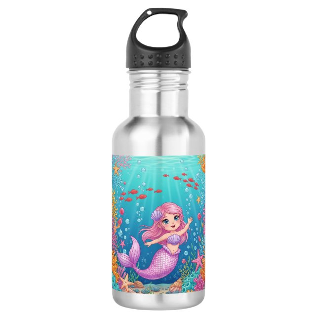 Cute Mermaid Water Bottle (Front)
