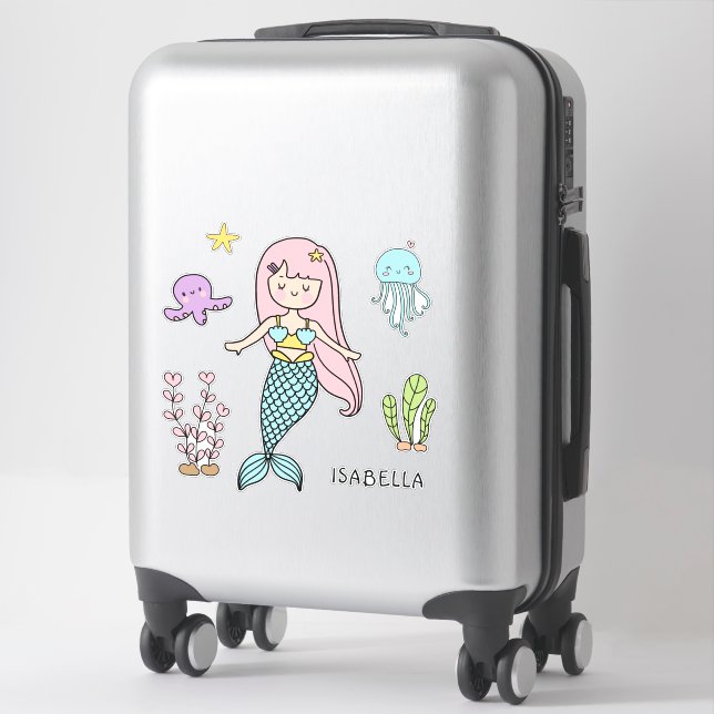 Cute Mermaid Whimsical Girly Personalised Name (Suitcase)