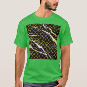 Cute Mermaid With Black Marble Pattern T-Shirt