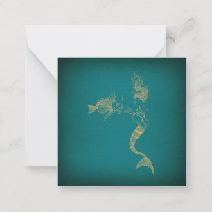 Cute Mermaid with Fish Illustrated Art Card
