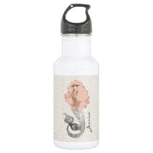 Cute Mermaid with Pink Hair and Your Name 532 Ml Water Bottle