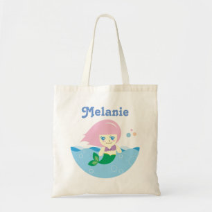 Cute Mermaid with Pink Hair Personalised Tote Bag