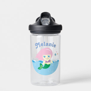 Cute Mermaid with Pink Hair Personalised Water Bottle