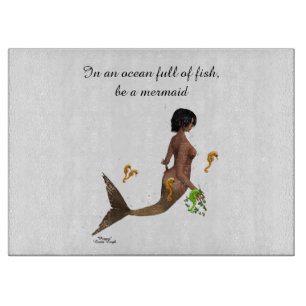 Cute Mermaid With Seahorses Cutting Board