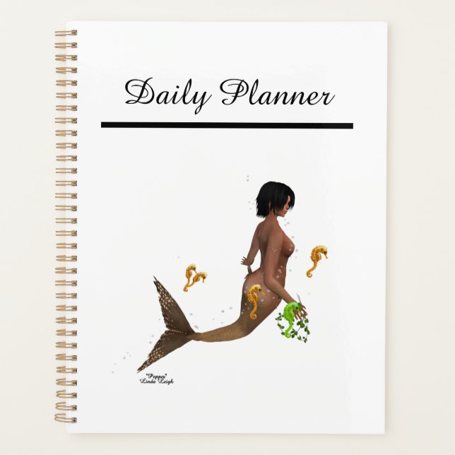 Cute Mermaid With Seahorses Daily Planner (Front)